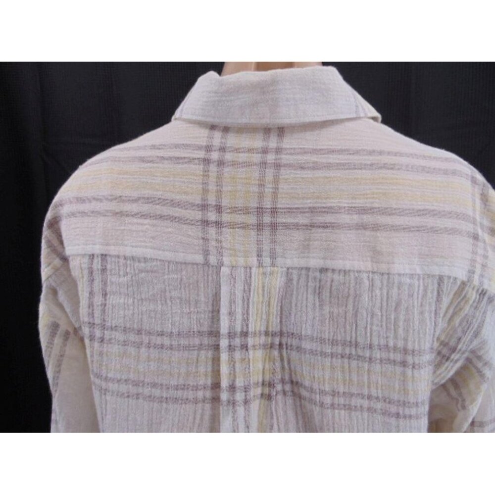 Free People Ivory Cutie Plaid Crop Top M Button Front Dolman Sleeves OB613778 - Picture 6 of 15